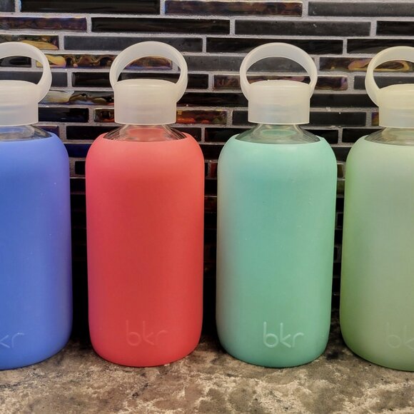 BKR GLASS WATER BOTTLE SET OF (4) HOT PINK BLUE GREEN 16 OZ 500ML YOGA WORKOUT - Picture 13 of 13